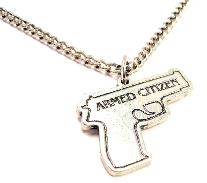 Gemstone Chain Necklace-Armed Citizen Single Charm Necklace