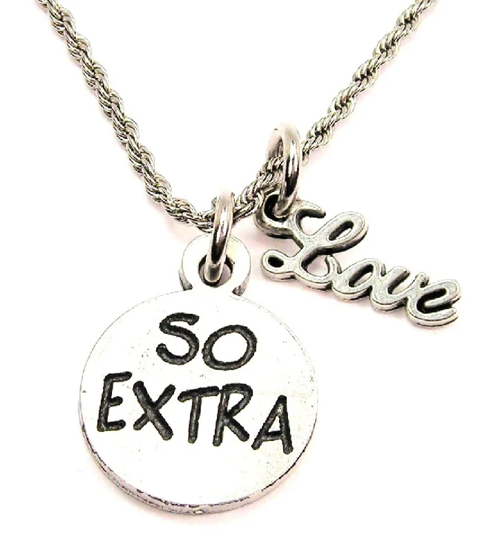 Statement Necklace for Wedding-So Extra 20" Chain Necklace With Cursive Love Accent