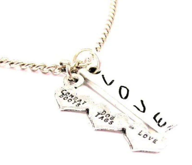 Personalized Family Necklace-Combat Boots + Dog Tags = Love Love Stick Necklace