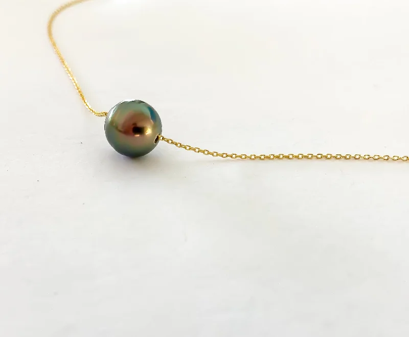 Personalized Pearl Necklace-Tahitian Pearl Float Necklace