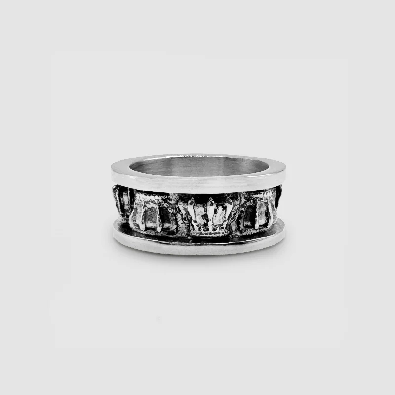 Platinum Diamond Ring-Crown Band Ring (Silver)