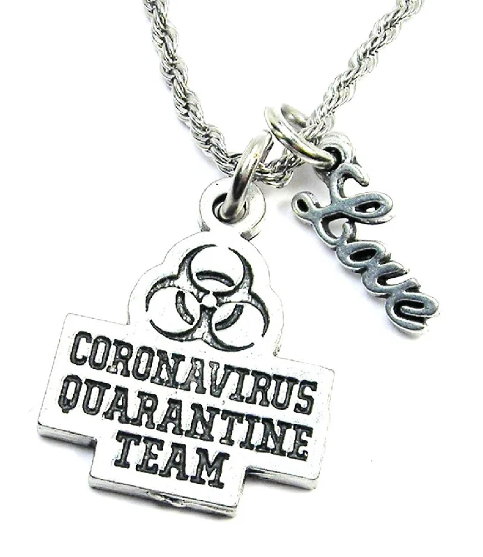 Beaded Necklace with Charms-Corona Virus Quarantine Team 20" Rope Necklace With Love