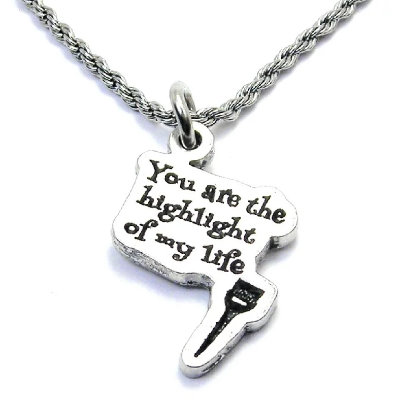 Gold Necklace for Everyday Wear-You Are The Highlight Of My Life Single Charm Necklace