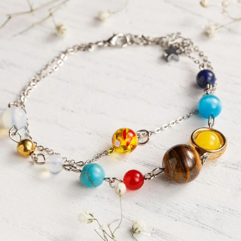 Custom Bracelet with Initials-Solar System Energy Bracelet