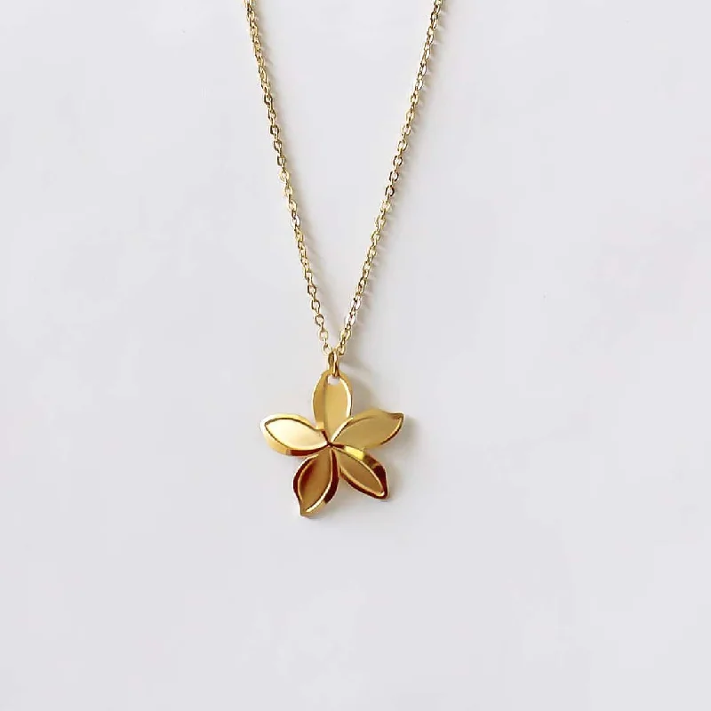 Rose Gold Pendant Necklace-Plumeria Medium Necklace