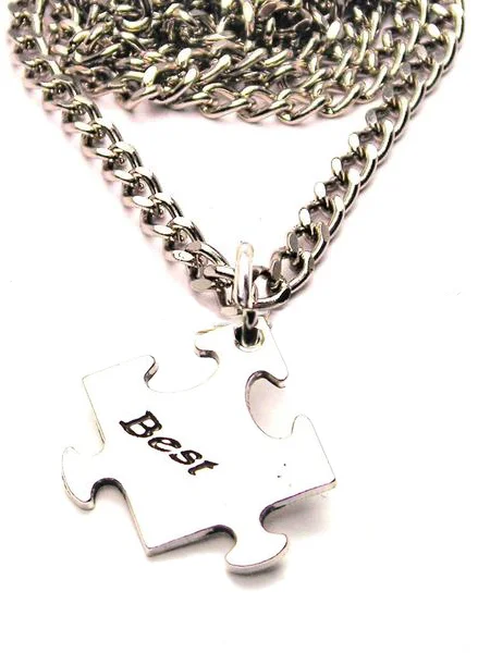 Crystal Pendant Chain Necklace-Puzzle Pieces Set Of 2 Best Friends Catalog Necklace