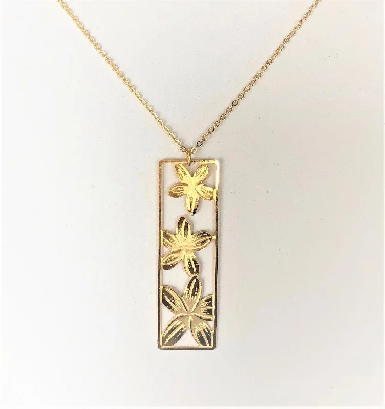 Adjustable Necklace-Rectangle Plumeria Necklace