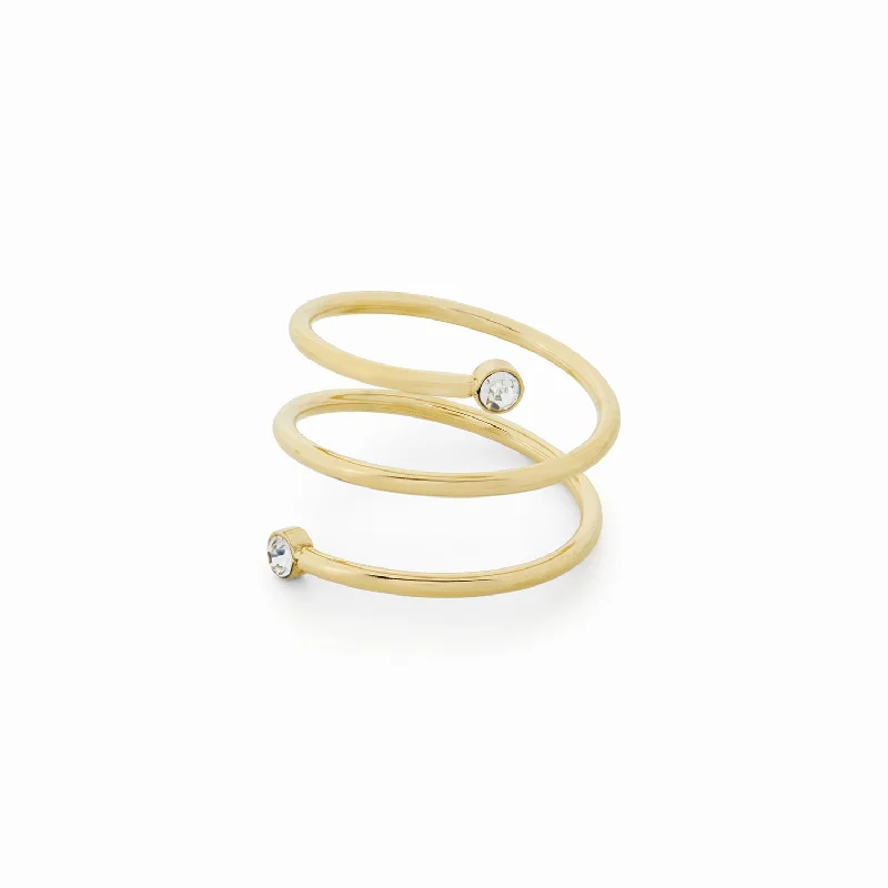 Fashion Ring for Women-Spiral Stone Ring - Gold