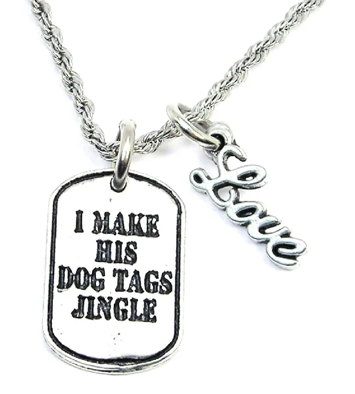 Simple Gold Necklace-I Make His Dog Tags Jingle 20" Rope Necklace With Love