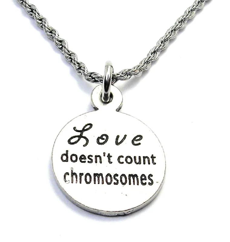 Bridal Pendant Necklace-Love Doesn't Count Chromosomes Single Charm Necklace