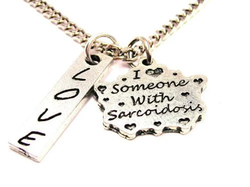 Custom Letter Necklace-I Love Someone With Sarcoidosis Love Stick Necklace