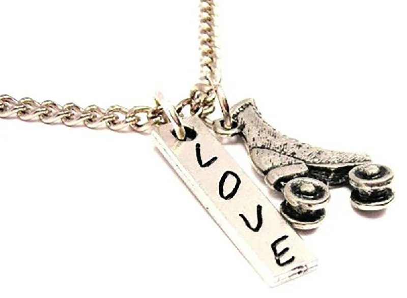 Gold Necklace for Party-Roller Skate Love Stick Necklace