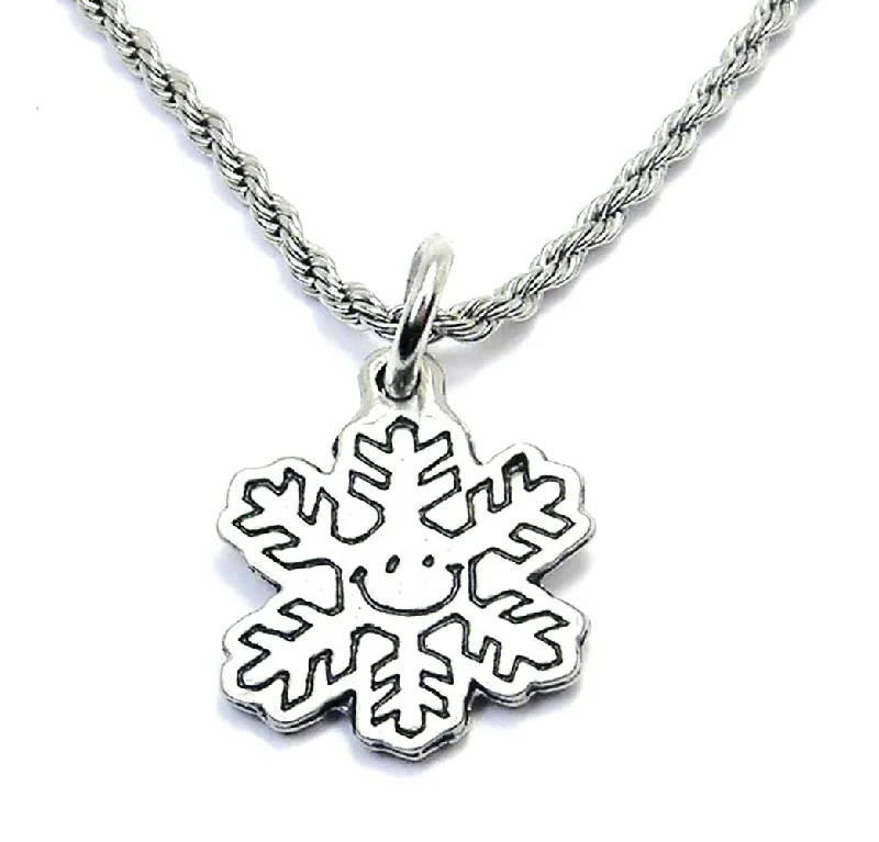 Personalized Infinity Necklace-Smiling Snowflake Single Charm Necklace