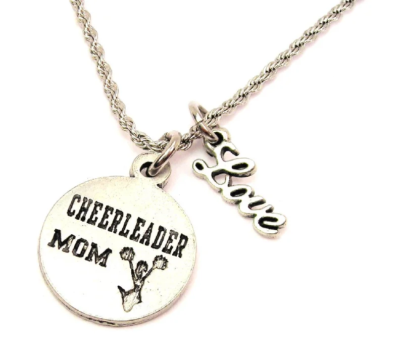 Unique Gold Necklace for Women-Cheerleader Mom 20" Chain Necklace With Cursive Love Accent