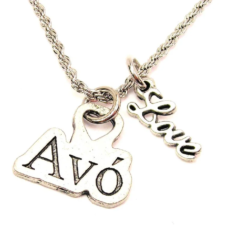 Heart Shaped Necklace-Avo 20" Chain Necklace With Cursive Love Accent