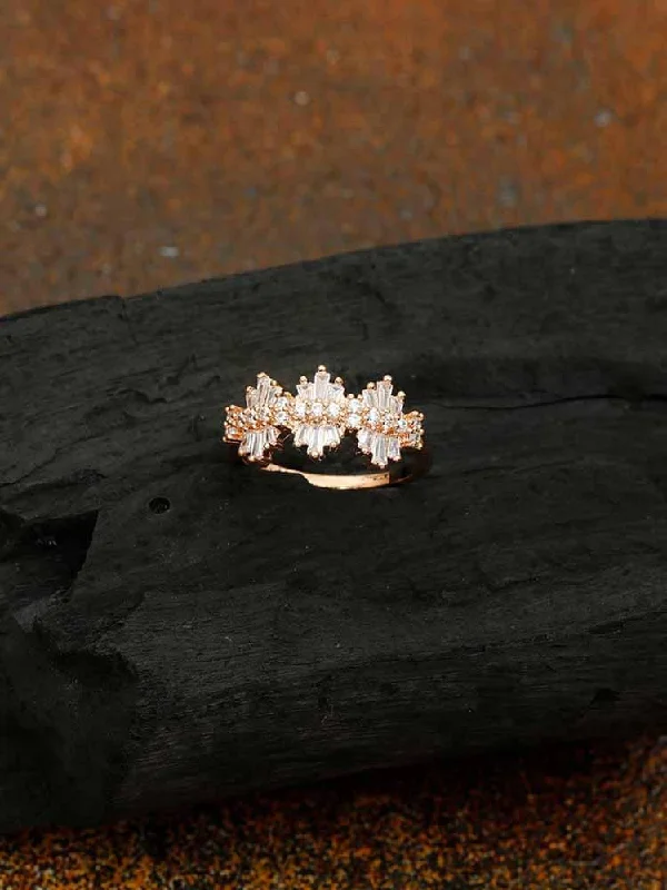 Round Cut Diamond Ring-Rose Gold Emery Zirconia Ring - EOSS