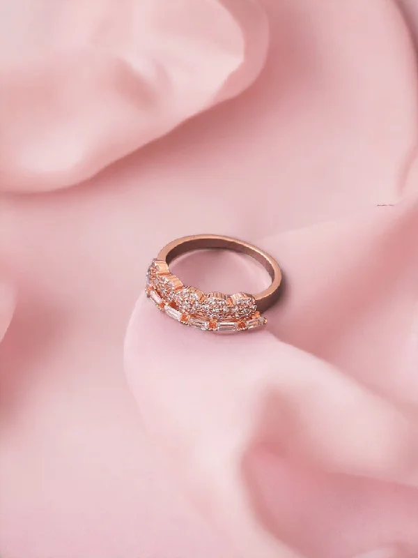 Handmade Promise Ring-Rose Gold Ojal Zirconia Ring - EOSS