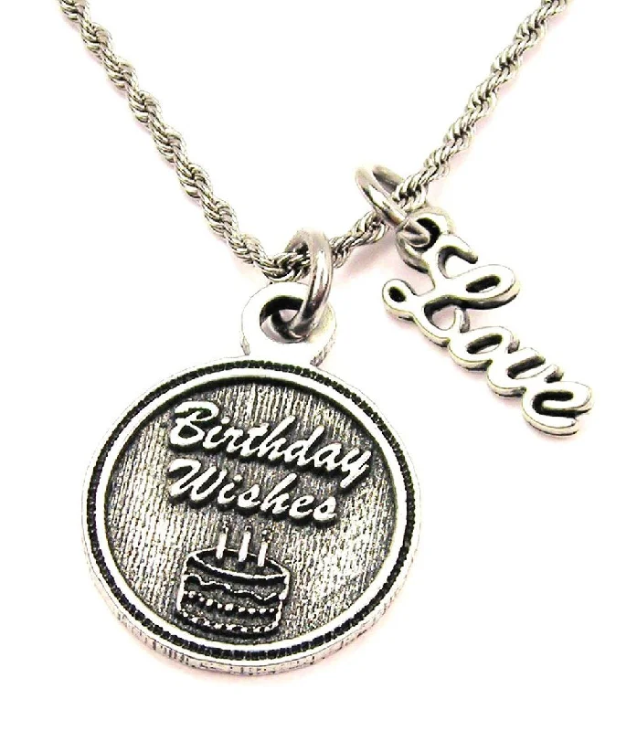 Chunky Chain Necklace-Birthday Wishes 20" Chain Necklace With Cursive Love Accent