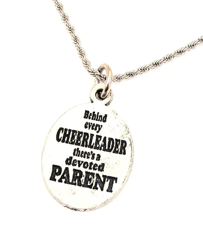 Fashion Jewelry Necklace-Behind Every Cheerleader There's A Devoted Parent Single Charm Necklace