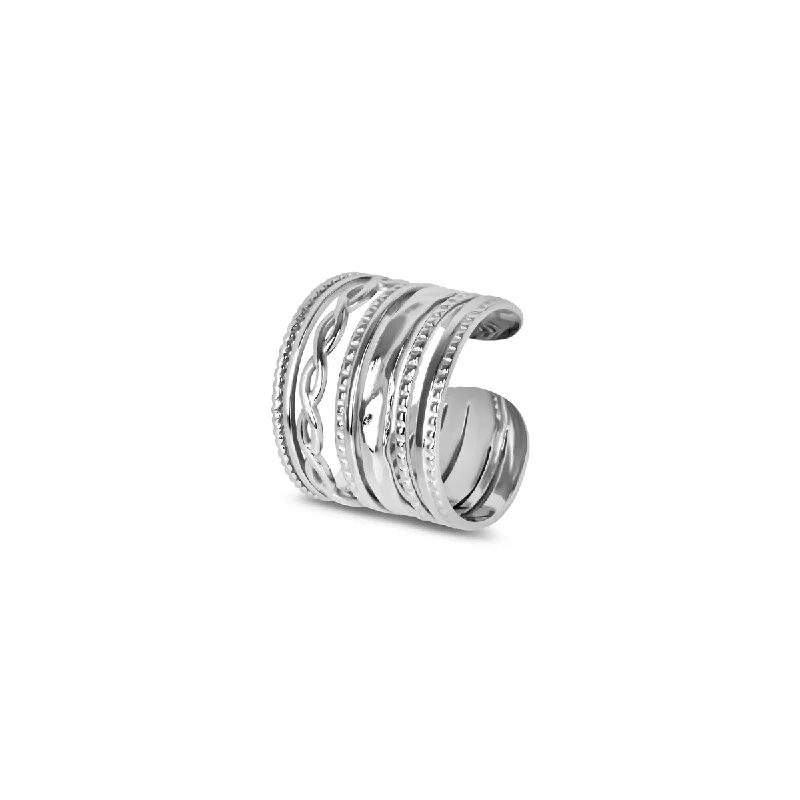 Classic Gold Wedding Ring-Hydra Stack Adjustable Ring - Silver