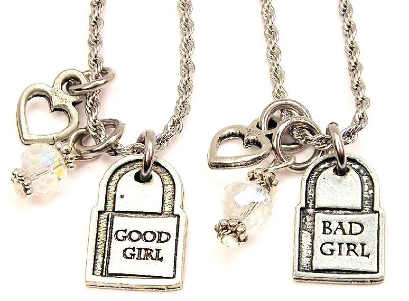 Custom Infinity Necklace-Good Girl Bad Girl Set Of 2 Rope Chain Necklaces