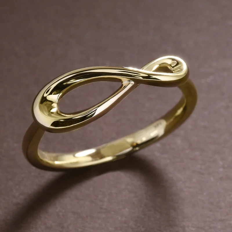 Personalized Birthstone Ring-Gleaming Gold Infinity Ring