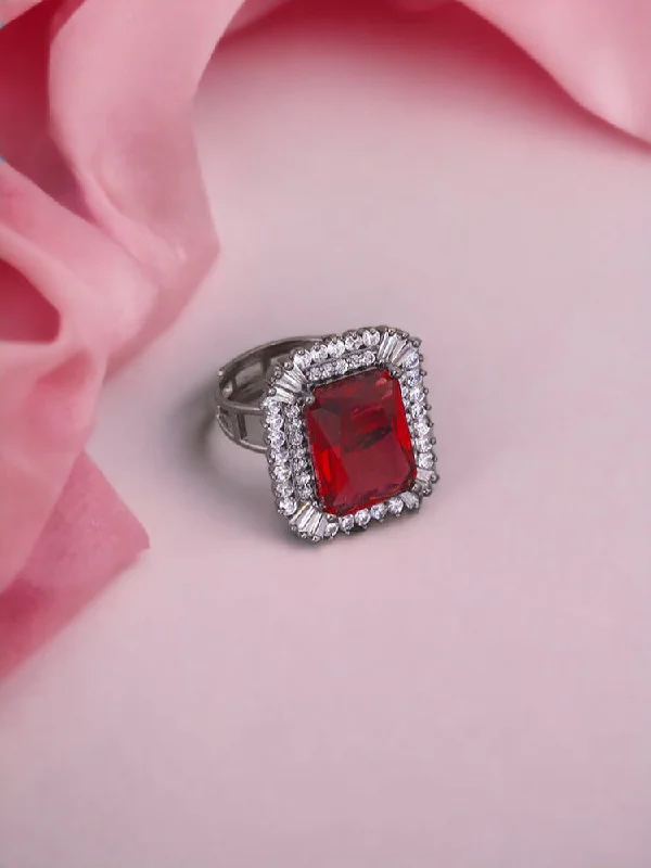 Custom Diamond Wedding Band-Ruby Glykeria Adjustable Ring - EOSS