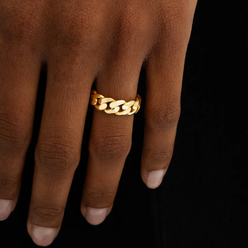 Custom Name Ring-Cuban Link Ring Gold