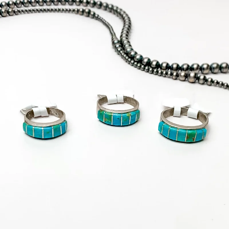 Couples Matching Rings-Rita Ybarra | Navajo Handmade Sterling Silver Band Ring with Green Turquoise Stone