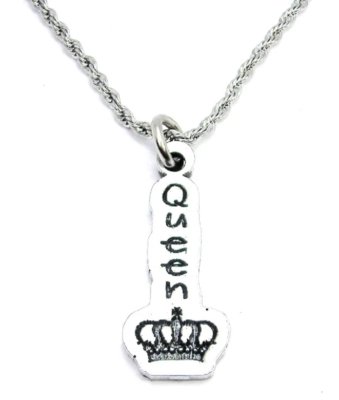 Simple Gold Chain Necklace-Queen With Crown Single Charm Necklace