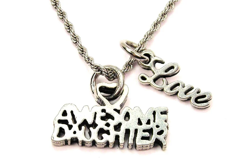 Crystal Necklace for Wedding-Awesome Daughter 20" Chain Necklace With Cursive Love Accent