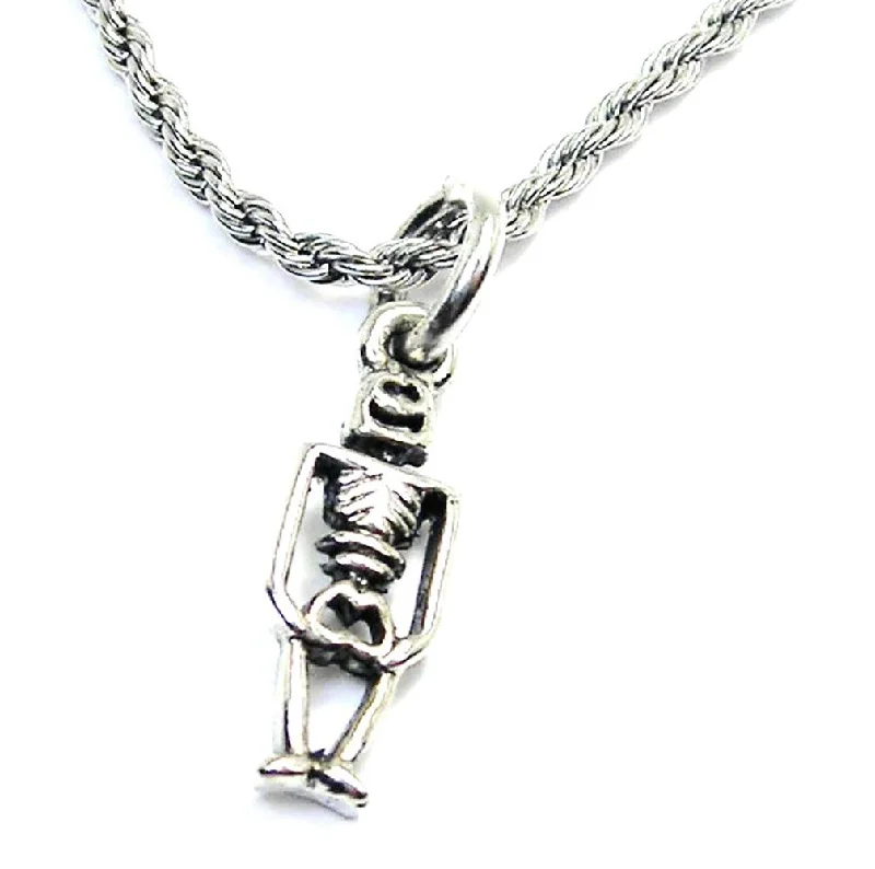 Layered Gold Necklace-Simple Standing Skeleton Single Charm Necklace