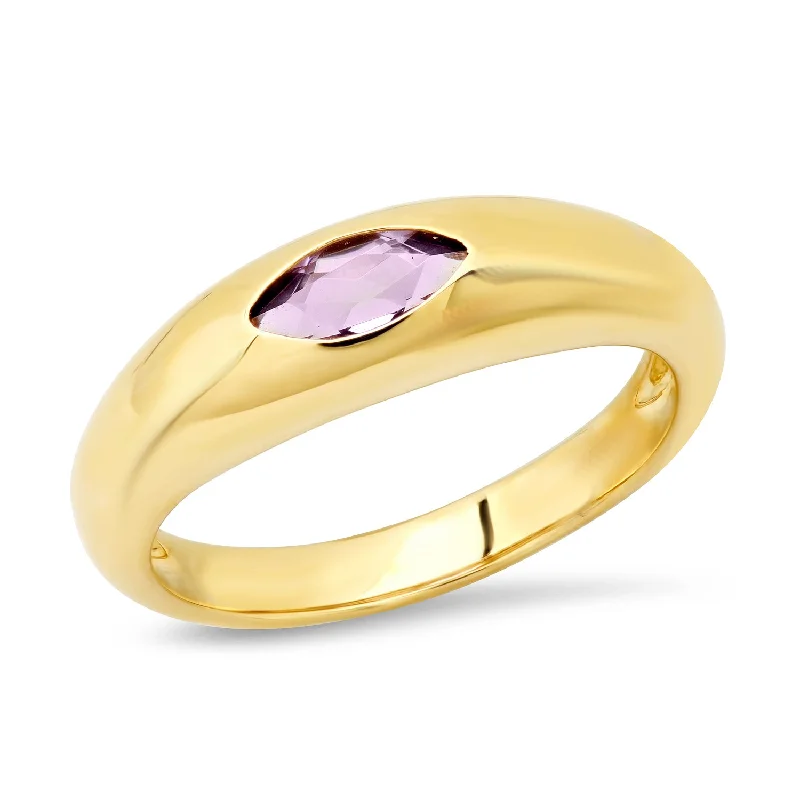 Silver Cocktail Ring-Amethyst Gypsy Ring