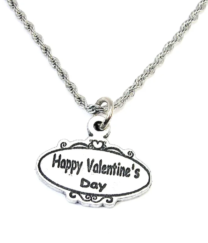 Gemstone Pendant Necklace for Women-Happy Valentine's day oval  Single Charm Necklace