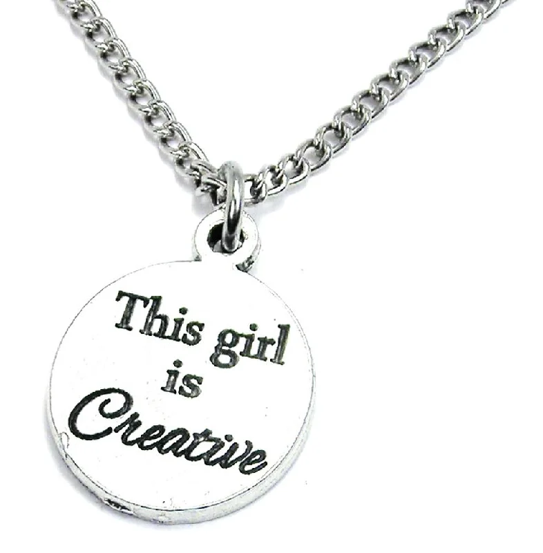 Heart Pendant Necklace for Women-This Girl Is Creative Single Charm Necklace