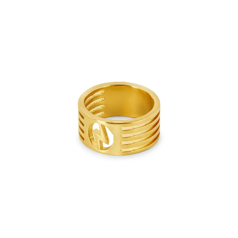 Heart Shaped Ring for Women-Bolt Cut-Out Ring - Gold