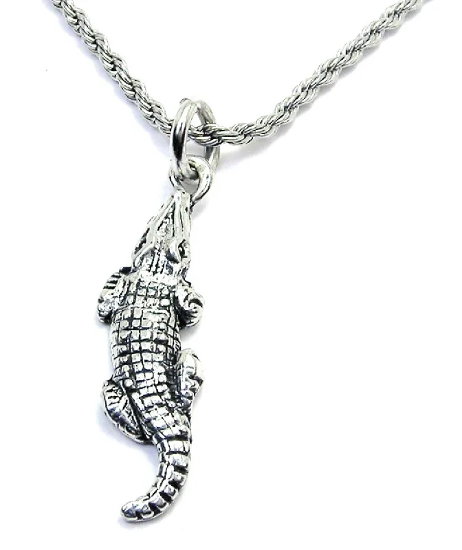 Crystal Pendant Necklace-Crocodile Alligator Single Charm Necklace