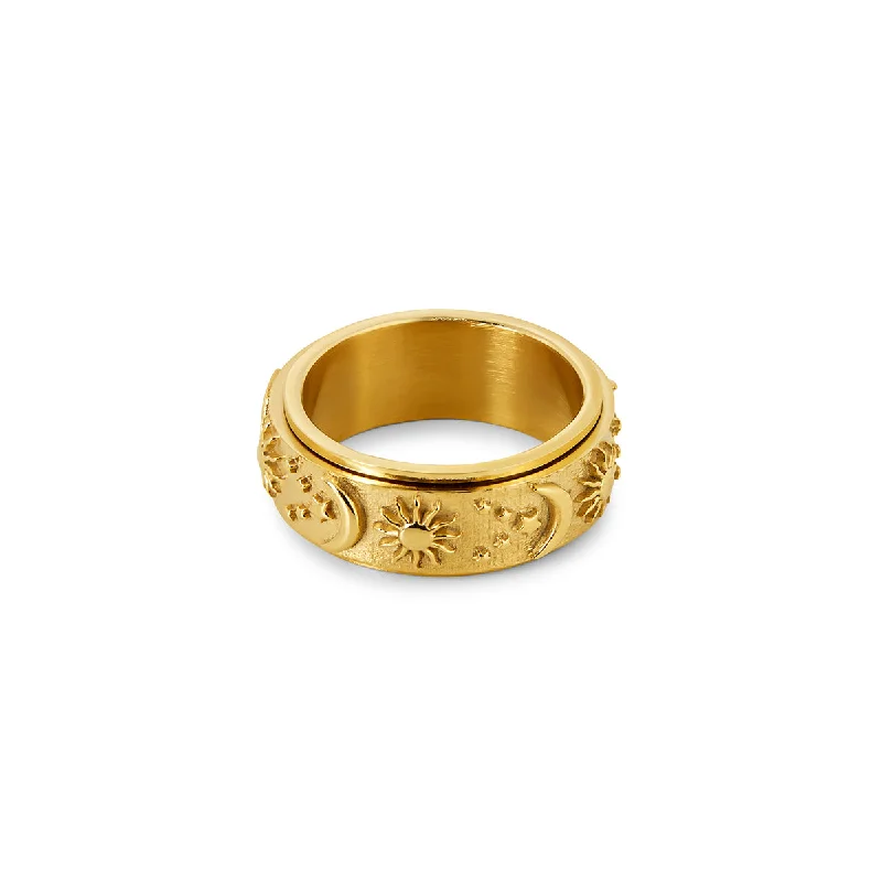 Luxury Wedding Ring-Eclipse Fidget Ring - Gold