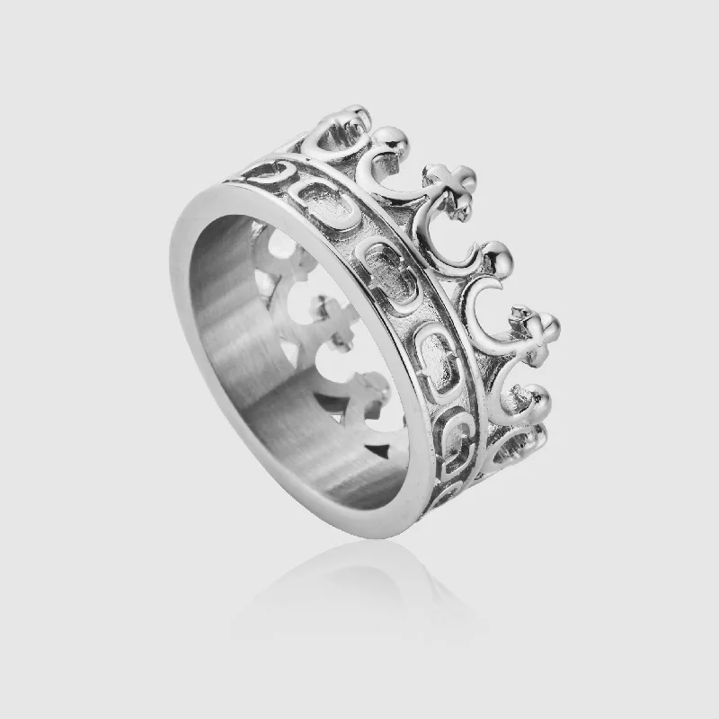 Emerald Cut Engagement Ring-Crown Ring (Silver)