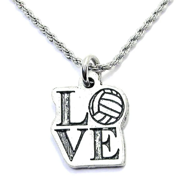 Handmade Gold Necklace-Love With Volleyball O Single Charm Necklace