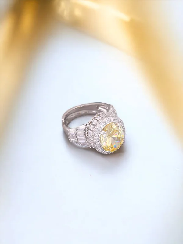 Men’s Gold Signet Ring-Lemon Rania Zirconia Ring - EOSS