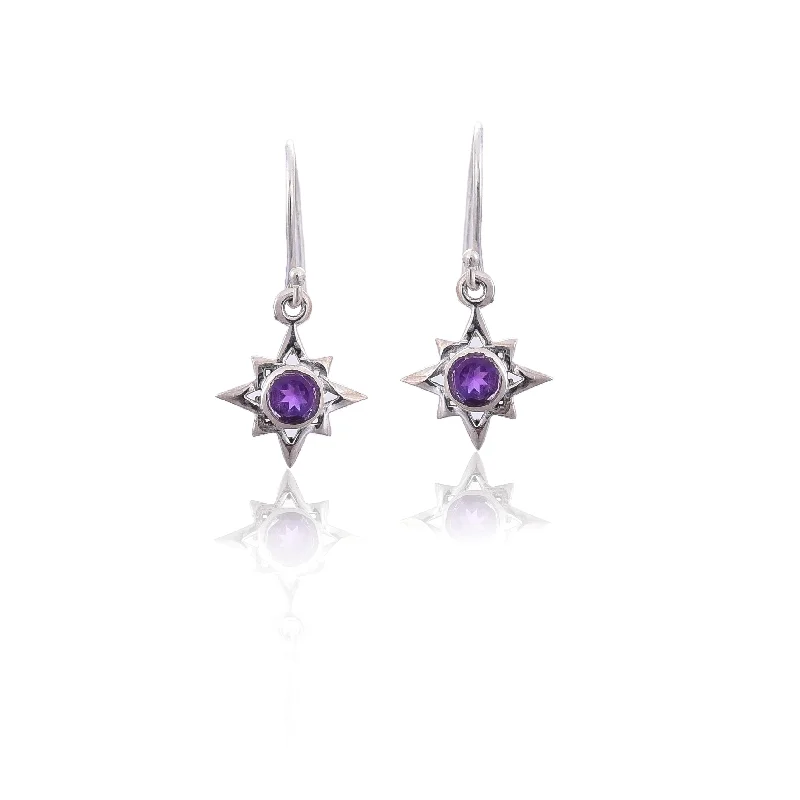 Geometric Dangle Earrings-Silver Mountain 925 Silver Amethyst hook Earring