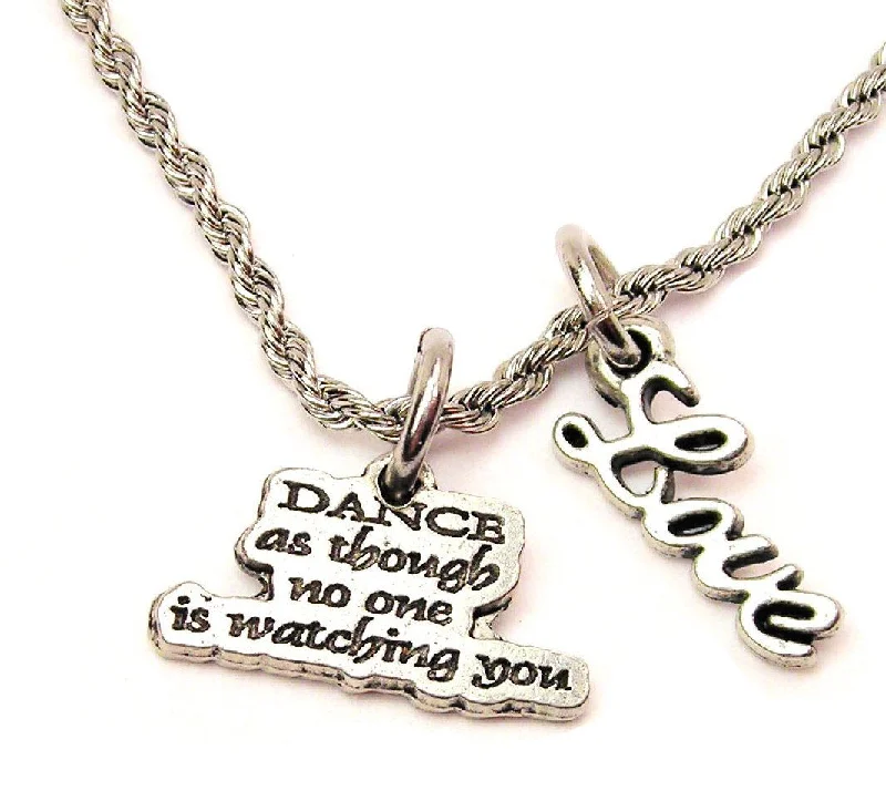 Birthstone Pendant Necklace-Dance As Though No One Is Watching You 20" Chain Necklace With Cursive Love Accent