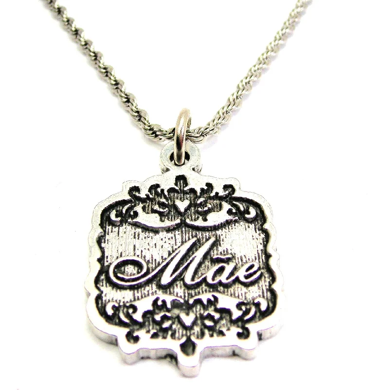 Sterling Silver Pendant Necklace-Mae Victorian Scroll Single Charm Necklace