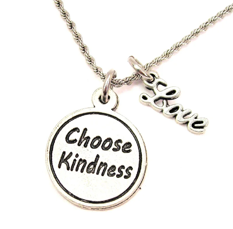 Personalized Family Necklace-Choose Kindness 20" Chain Necklace With Cursive Love Accent