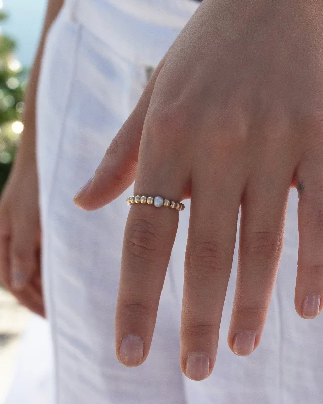 Custom Diamond Ring-Beaded Ring With Freshwater Pearl