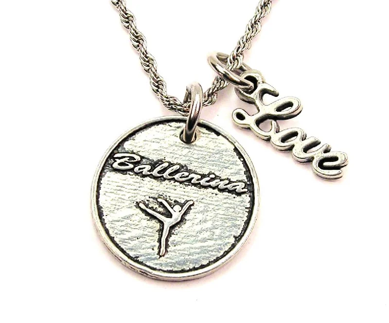 Statement Necklace for Wedding-Ballerina 20" Chain Necklace With Cursive Love Accent