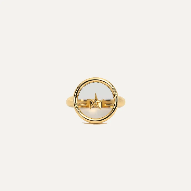 Custom Gemstone Ring-18K Gold Circular Resin Charm Ring