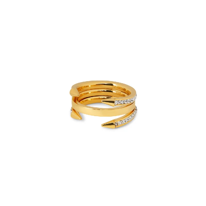 Silver Cocktail Ring-Four Point Nail Stone Ring - Gold