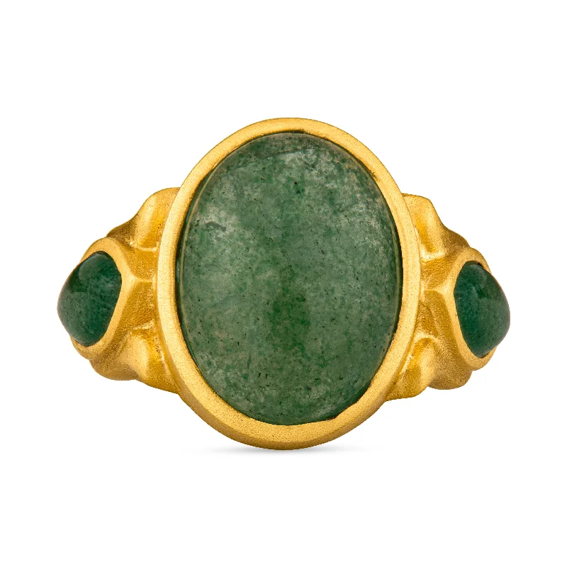 Women’s Gemstone Ring-Iris Ring - Green Strawberry Quartz